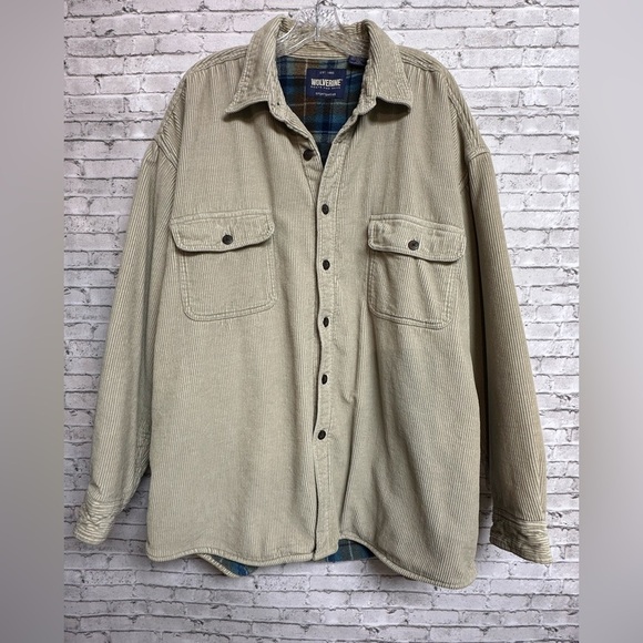 Wolverine Boots And Gear Mens XXL Corduroy Fleece Lined Shirt Jacket Tan Shaket - Picture 1 of 13